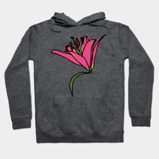 Digital Painting of a Pink Lily Flower Hoodie